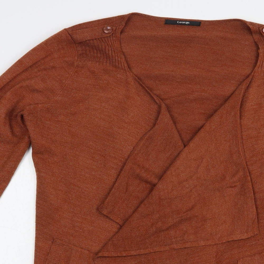 George Womens Brown Round Neck  Acrylic Cardigan Jumper Size 14