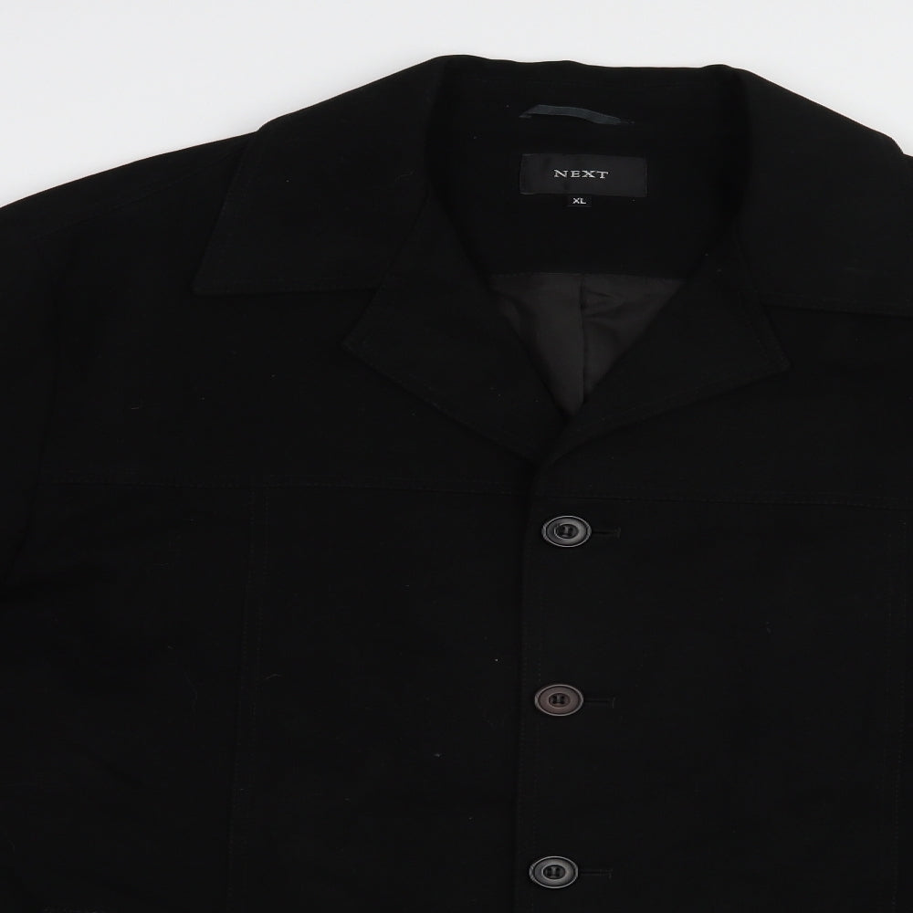 NEXT Mens Black   Pea Coat Coat Size XL  Button