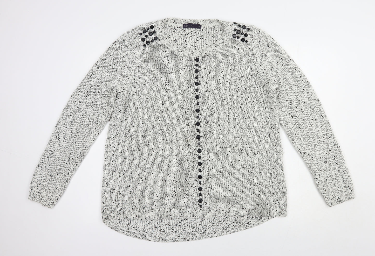 Marks and Spencer Womens Grey Crew Neck  Acrylic Pullover Jumper Size 16