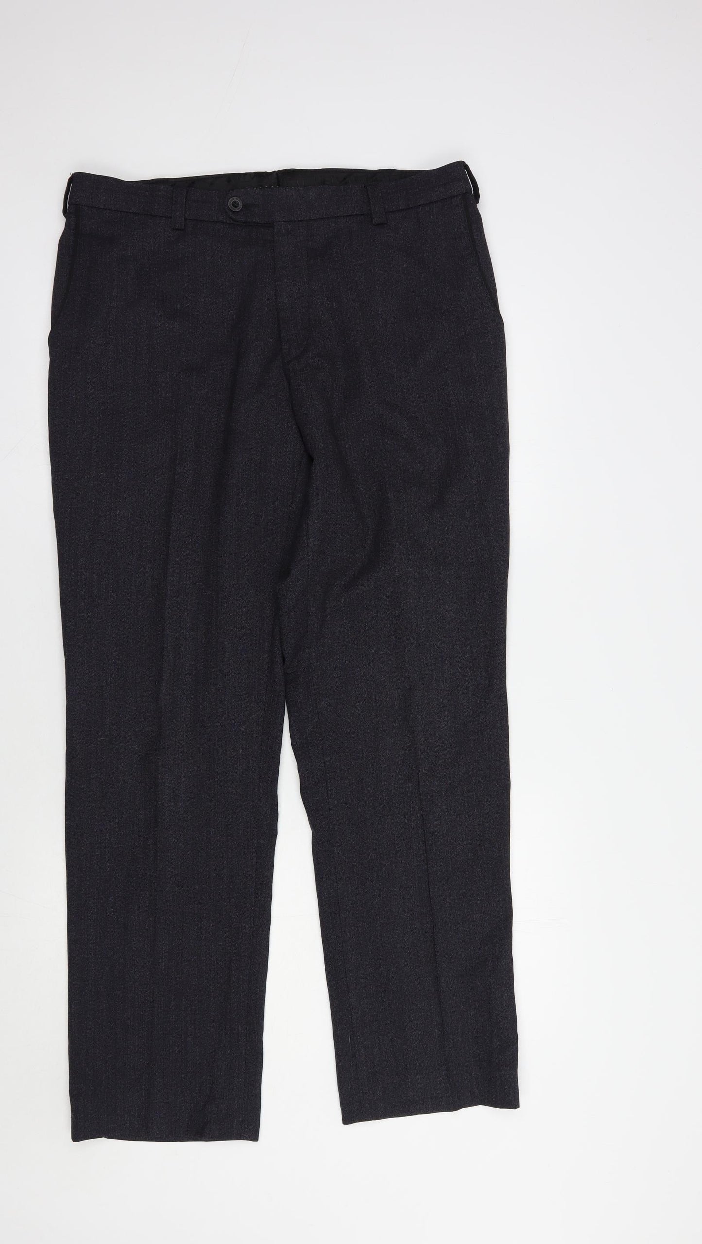 Remus Uomo Mens Blue  Wool Dress Pants Trousers Size 36 in L31 in Regular Button