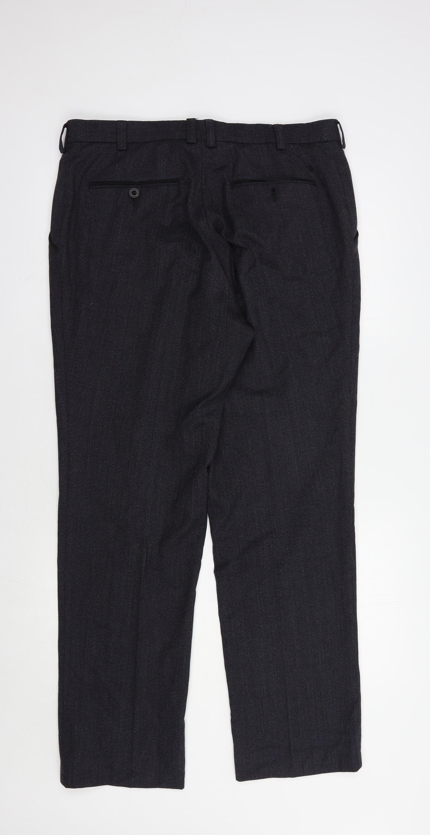 Remus Uomo Mens Blue  Wool Dress Pants Trousers Size 36 in L31 in Regular Button