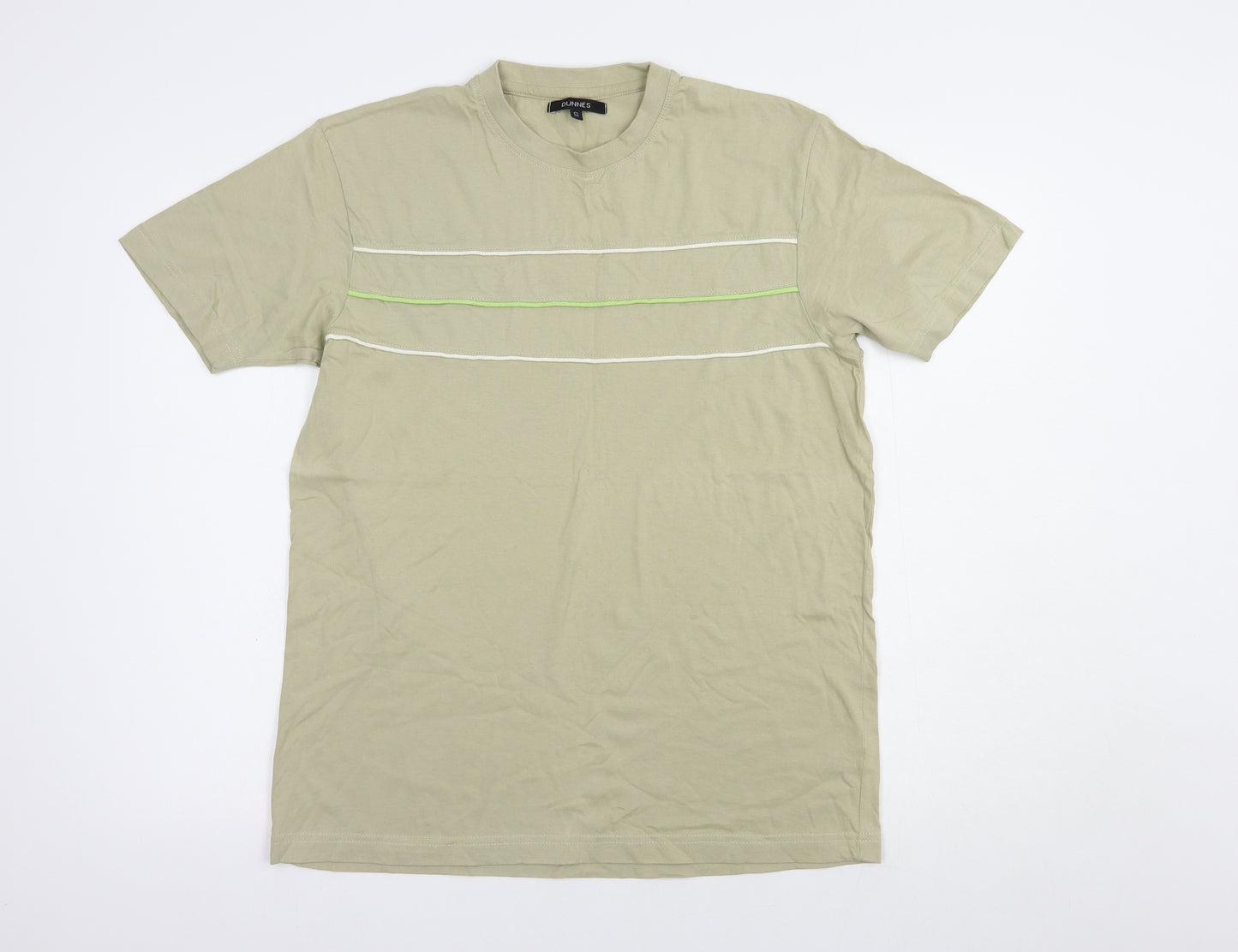 Dunnes Stores Mens Beige  Cotton  T-Shirt Size S Crew Neck