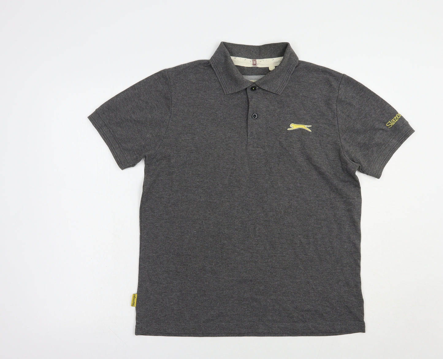 Slazenger Mens Grey  Polyester  Polo Size S Collared Button
