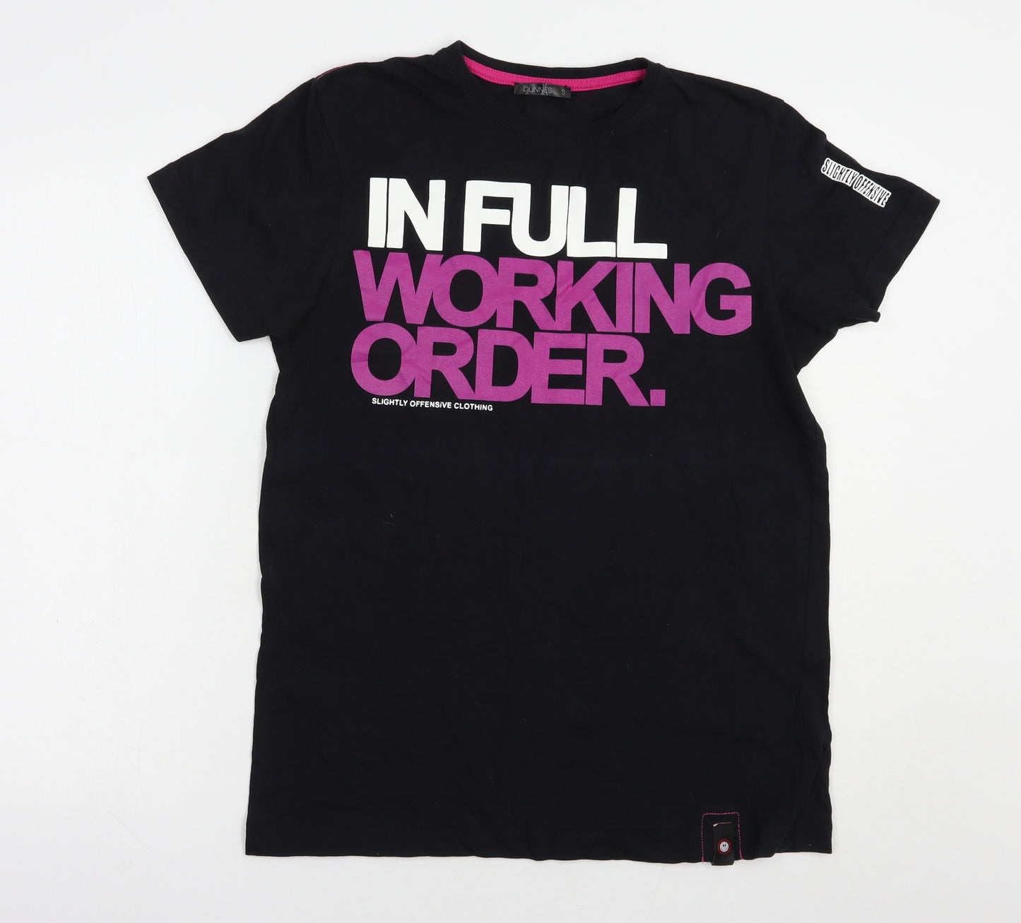 Dunnes Stores Mens Black  Cotton  T-Shirt Size S Crew Neck