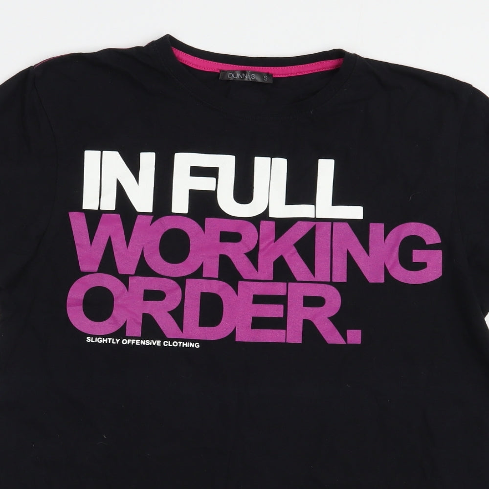 Dunnes Stores Mens Black  Cotton  T-Shirt Size S Crew Neck