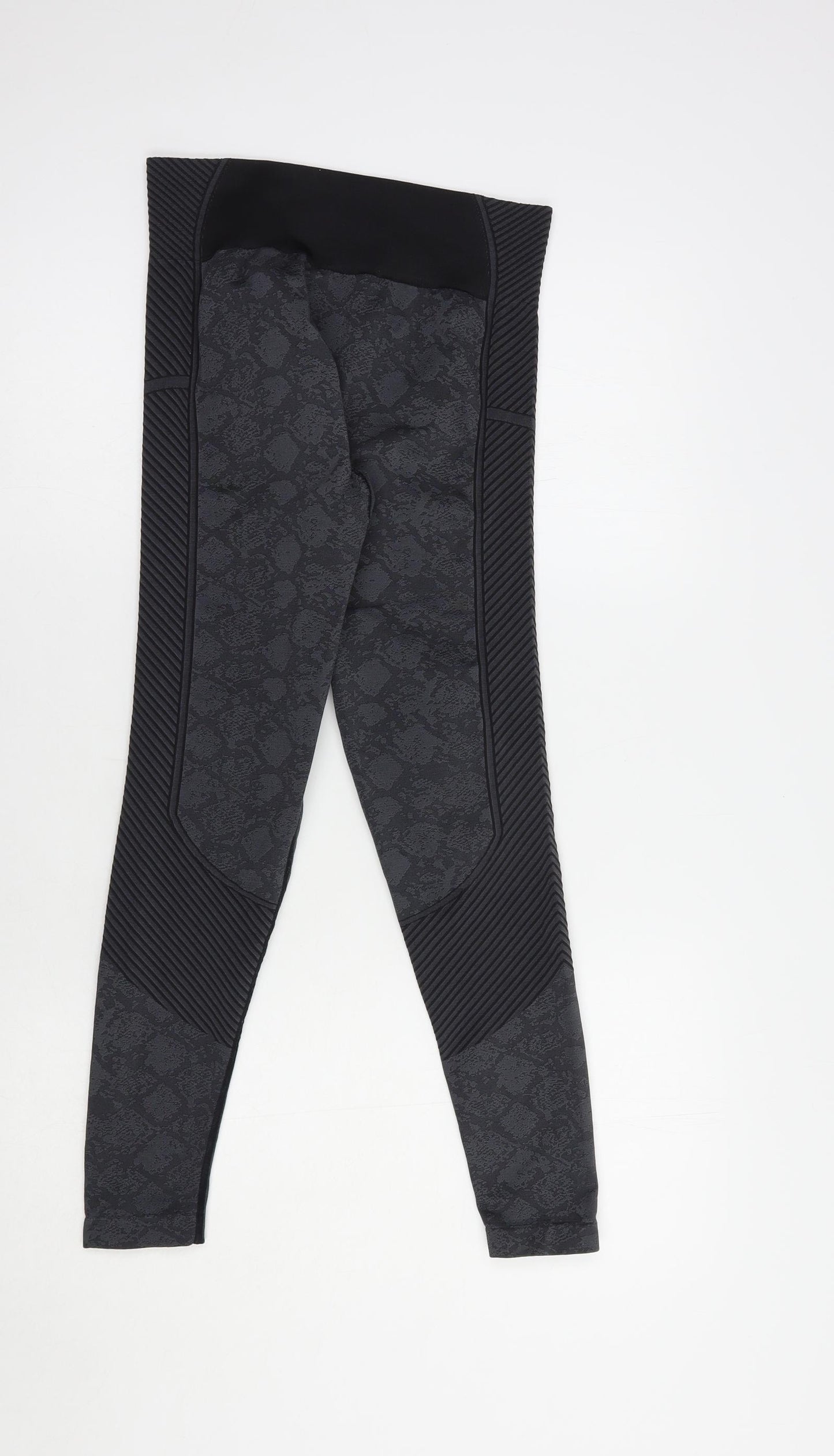 USA Pro Womens Grey Striped Polyester Compression Leggings Size 10 L25 in Regular