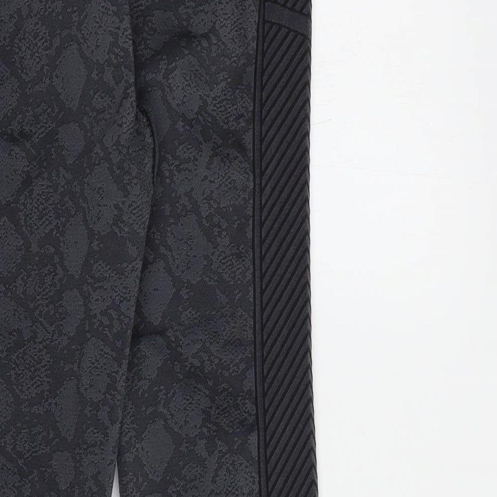 USA Pro Womens Grey Striped Polyester Compression Leggings Size 10 L25 in Regular