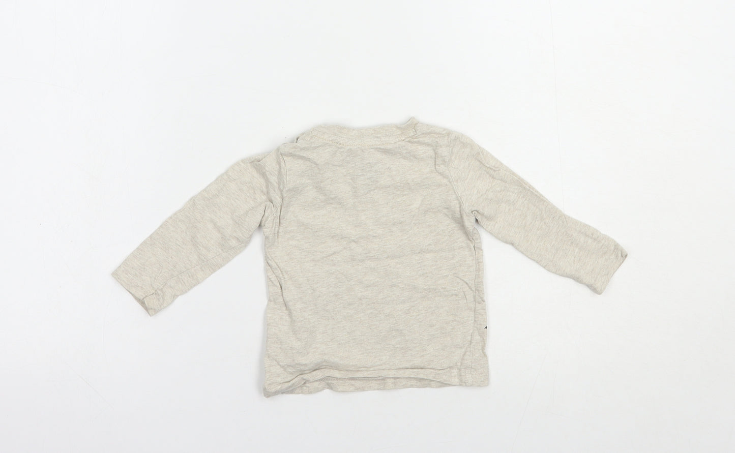 F&F Baby Beige  Cotton Basic T-Shirt Size 3-6 Months Crew Neck Snap - Dino