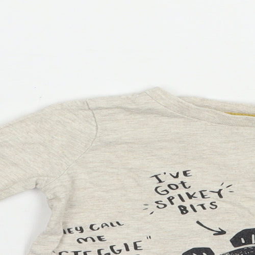 F&F Baby Beige  Cotton Basic T-Shirt Size 3-6 Months Crew Neck Snap - Dino