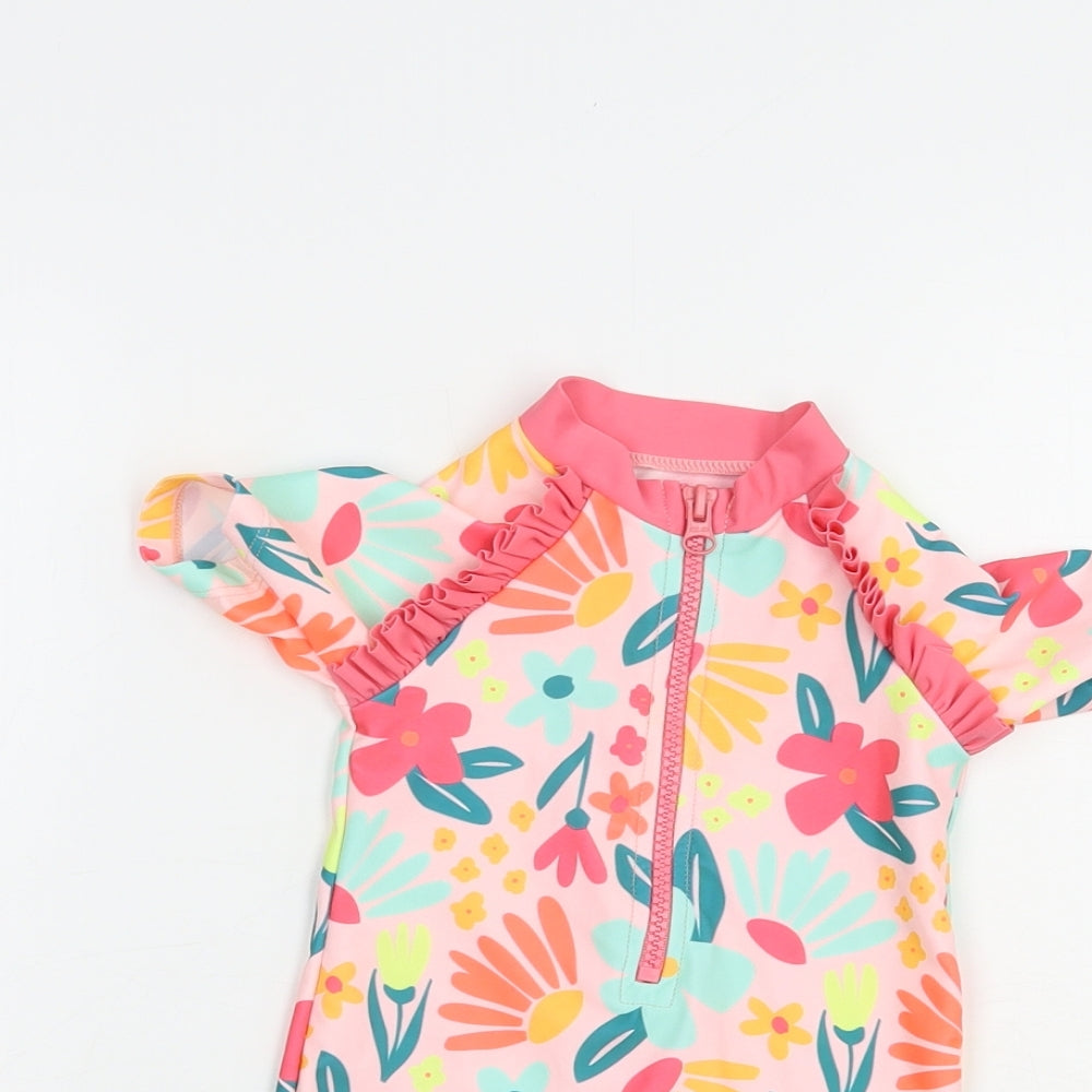 Matalan Baby Multicoloured Floral Polyester Romper One-Piece Size 3-6 Months  Zip - Beach/Swim