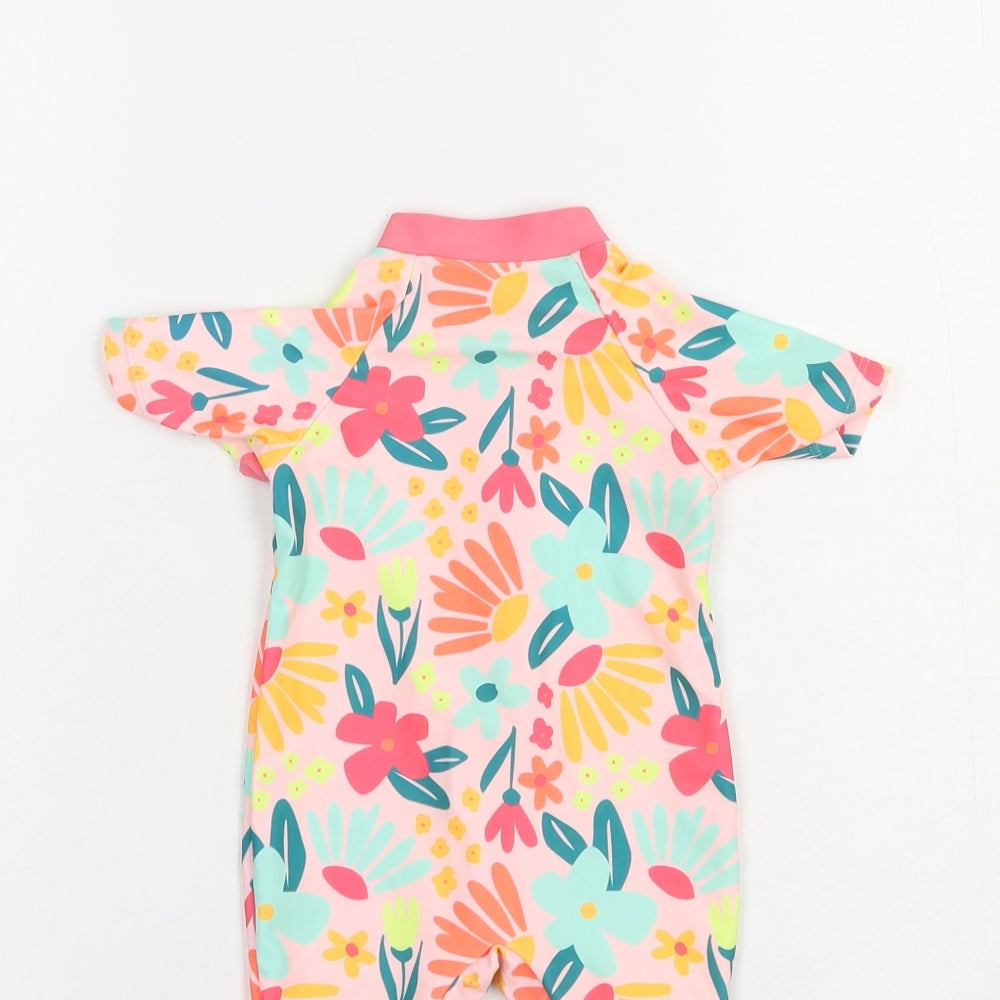 Matalan Baby Multicoloured Floral Polyester Romper One-Piece Size 3-6 Months  Zip - Beach/Swim