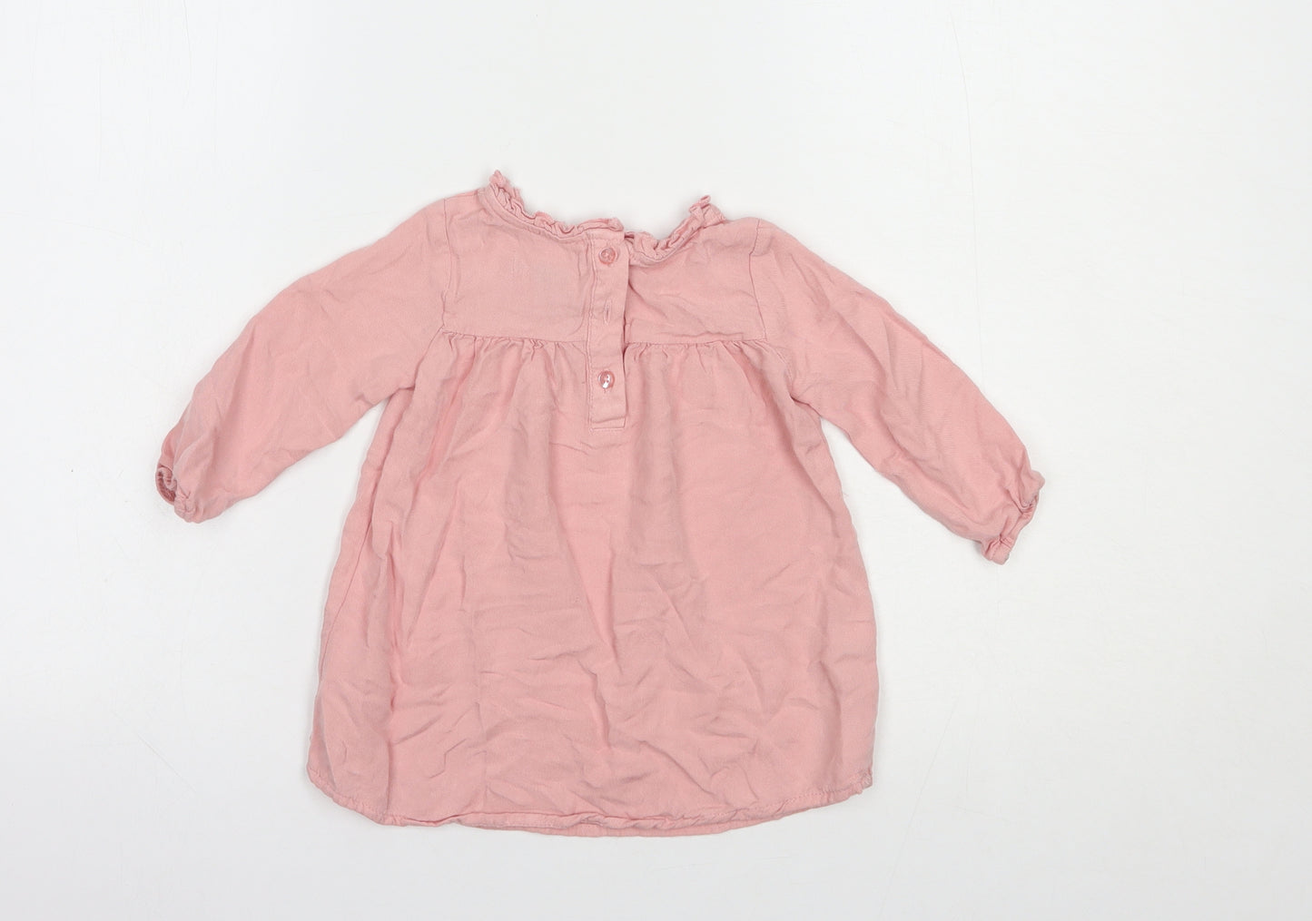 Primark Baby Pink  Viscose A-Line  Size 9-12 Months  Round Neck Button