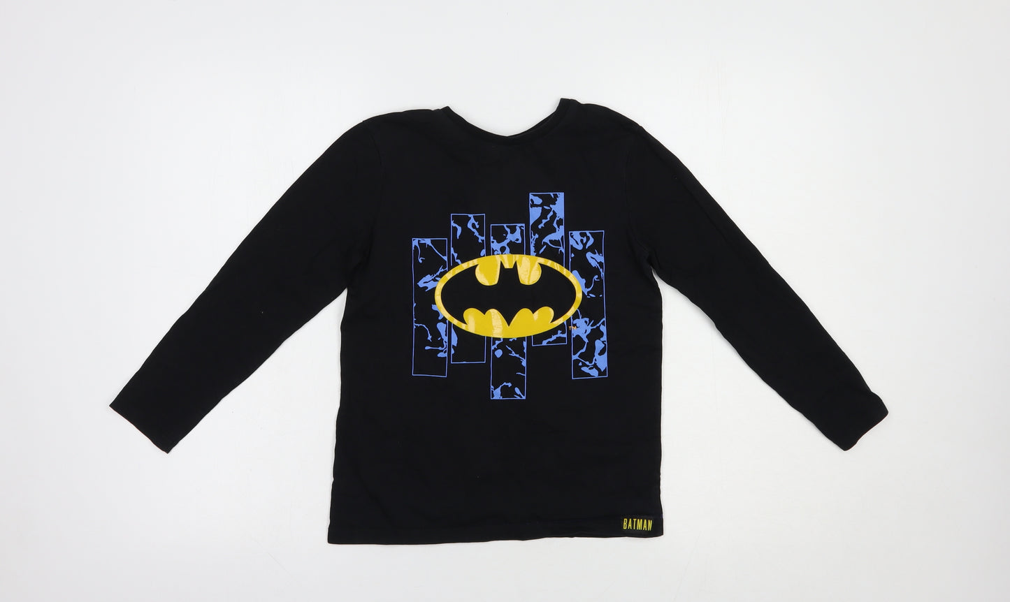 George Boys Black  Cotton Pullover T-Shirt Size 8-9 Years Crew Neck Pullover - Batman