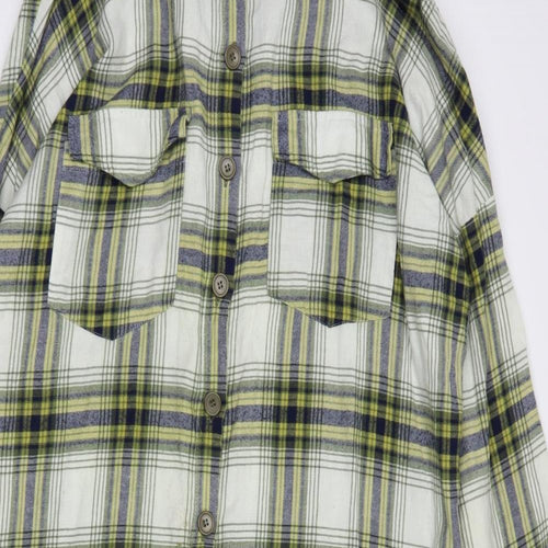 Noisy may Womens Green Plaid Cotton Shirt Dress  Size XL  Collared Button