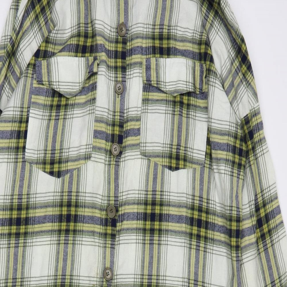Noisy may Womens Green Plaid Cotton Shirt Dress  Size XL  Collared Button
