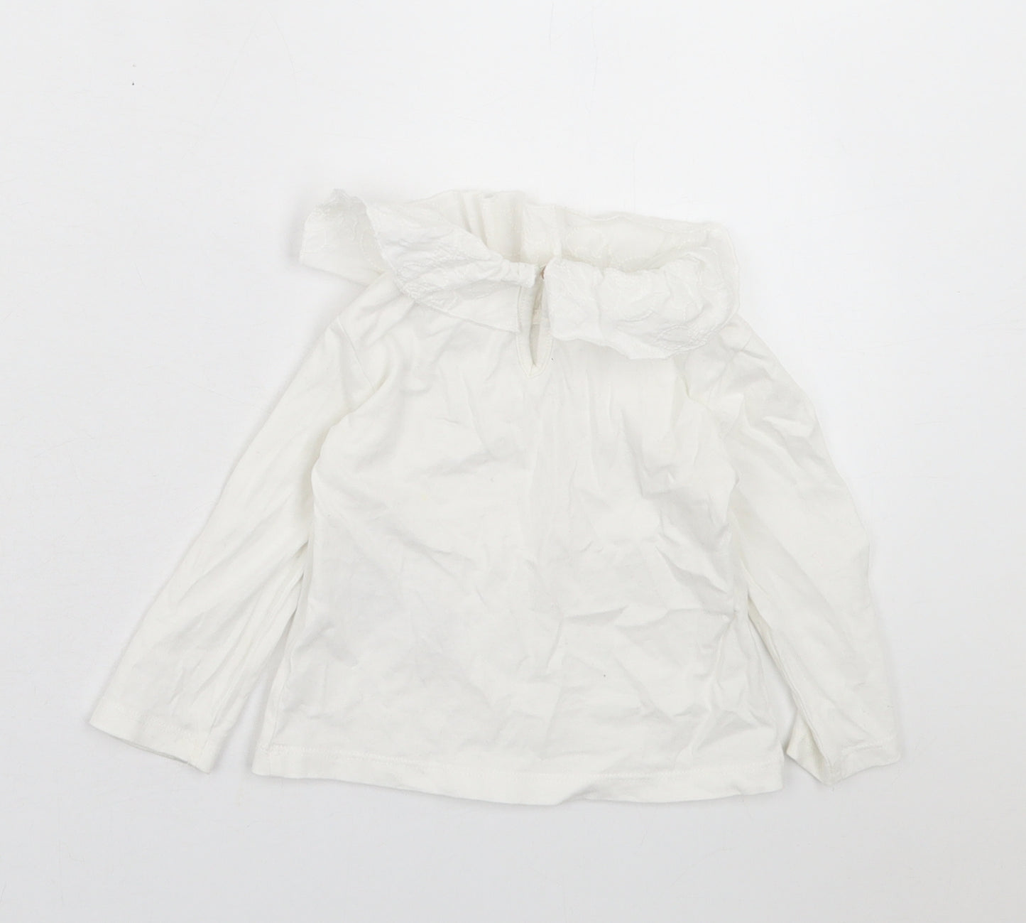 Zara Girls White  Cotton Basic Casual Size 9-12 Months Collared Button