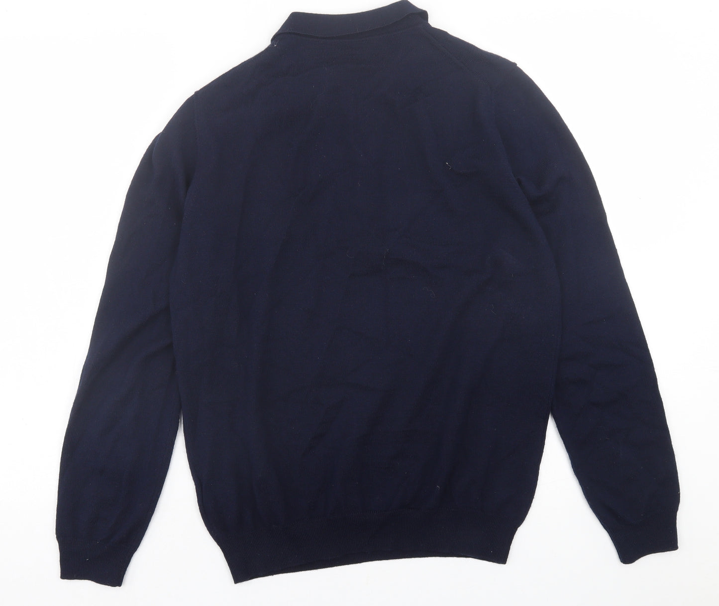 Marks and Spencer Mens Blue  Acrylic  Polo Size M Collared Button