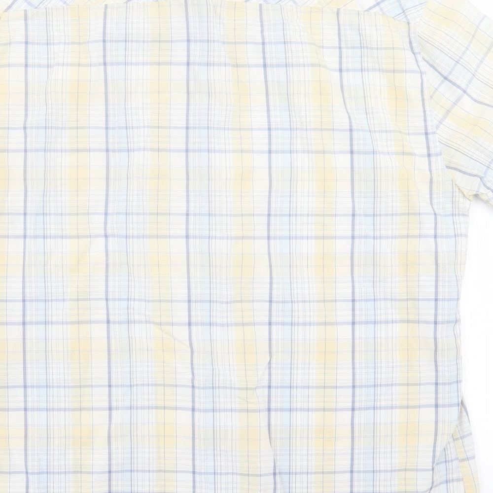 NEXT Mens Yellow Plaid Lyocell  Button-Up Size M Collared Button