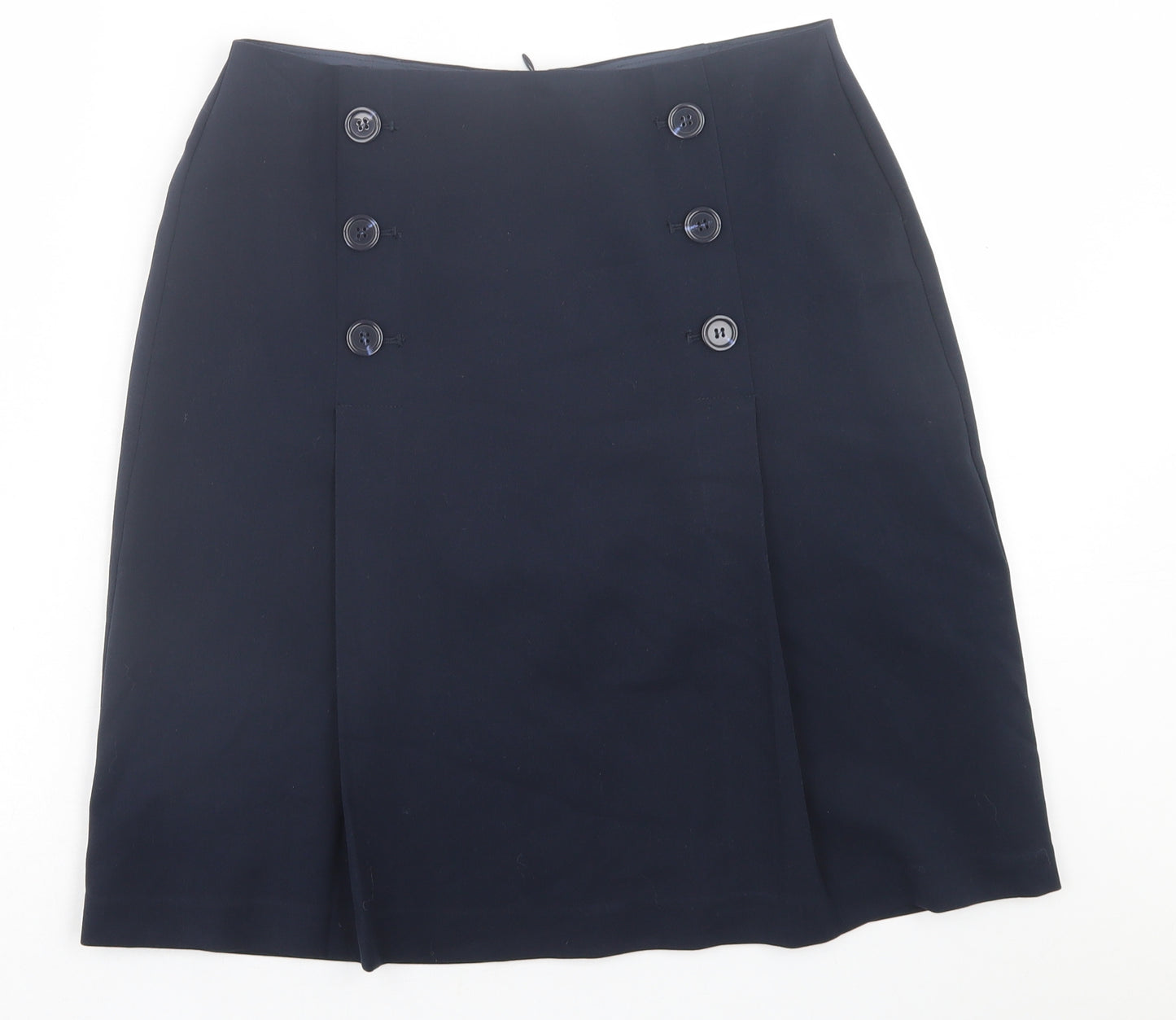 Marks and Spencer Womens Blue  Polyester A-Line Skirt Size 12   Zip