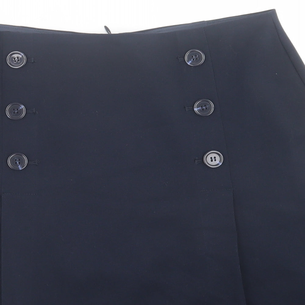 Marks and Spencer Womens Blue  Polyester A-Line Skirt Size 12   Zip
