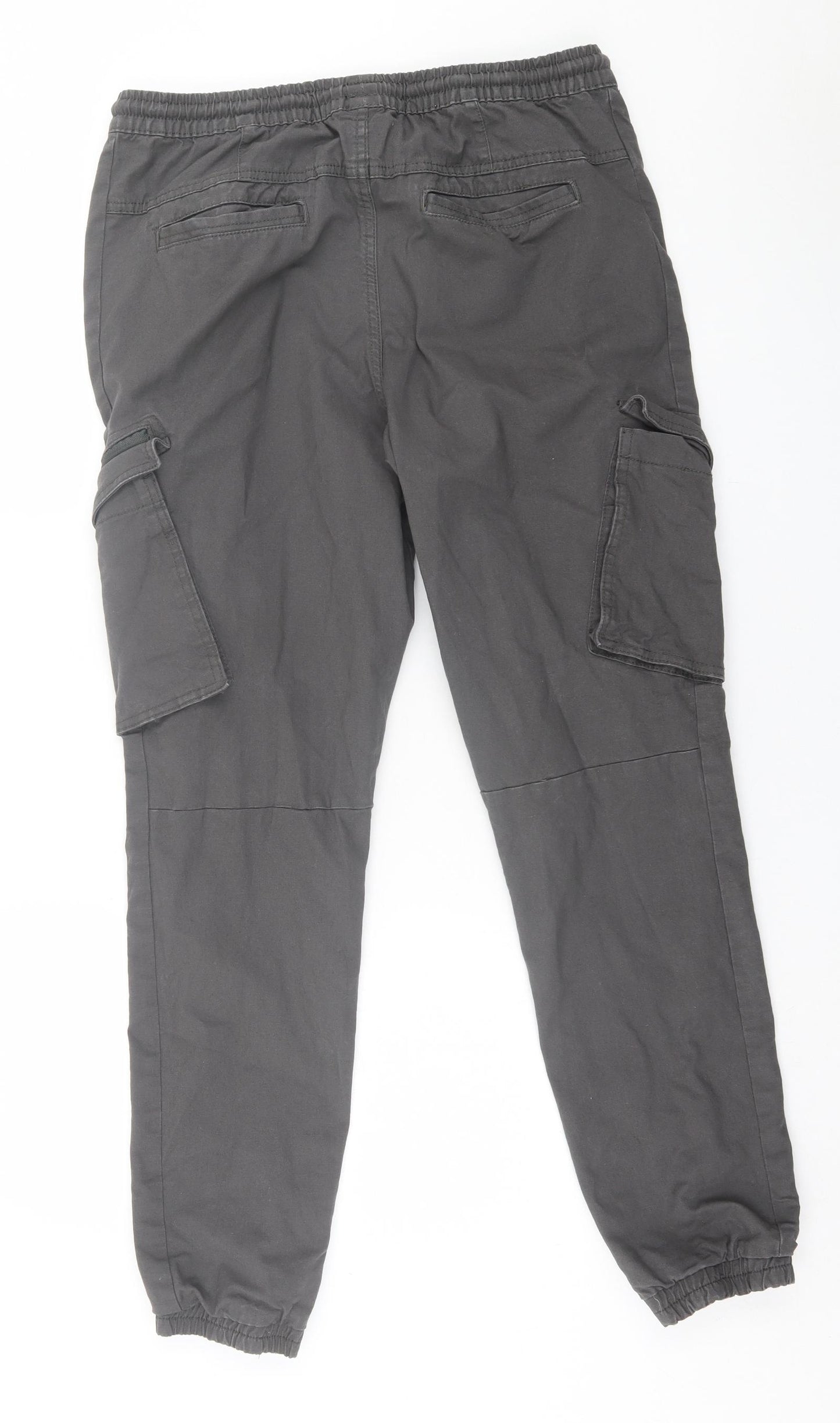 Denim & Co. Mens Grey  Cotton Cargo Trousers Size L L31 in Regular Tie
