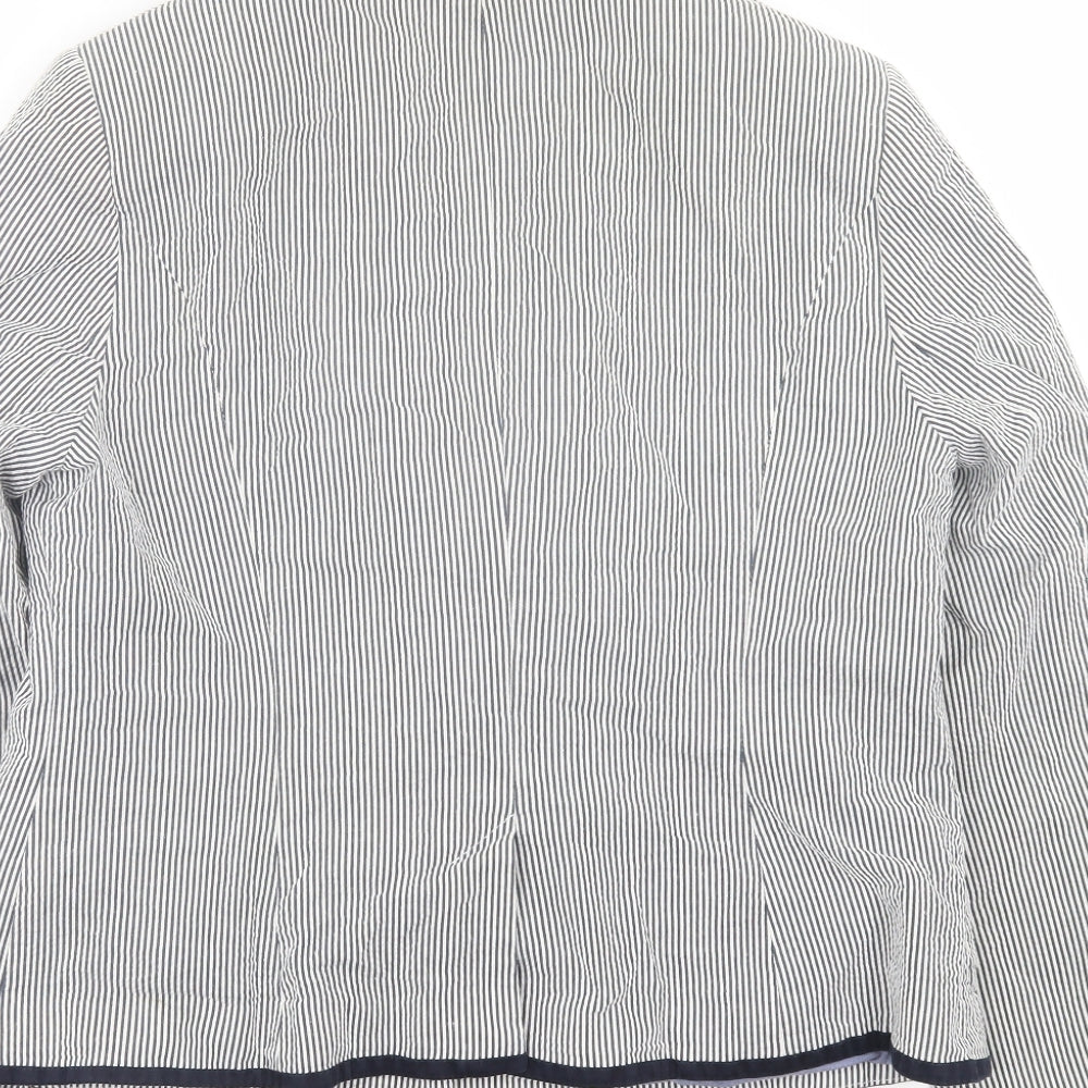 TU Womens Blue Striped  Jacket Blazer Size 16  Button