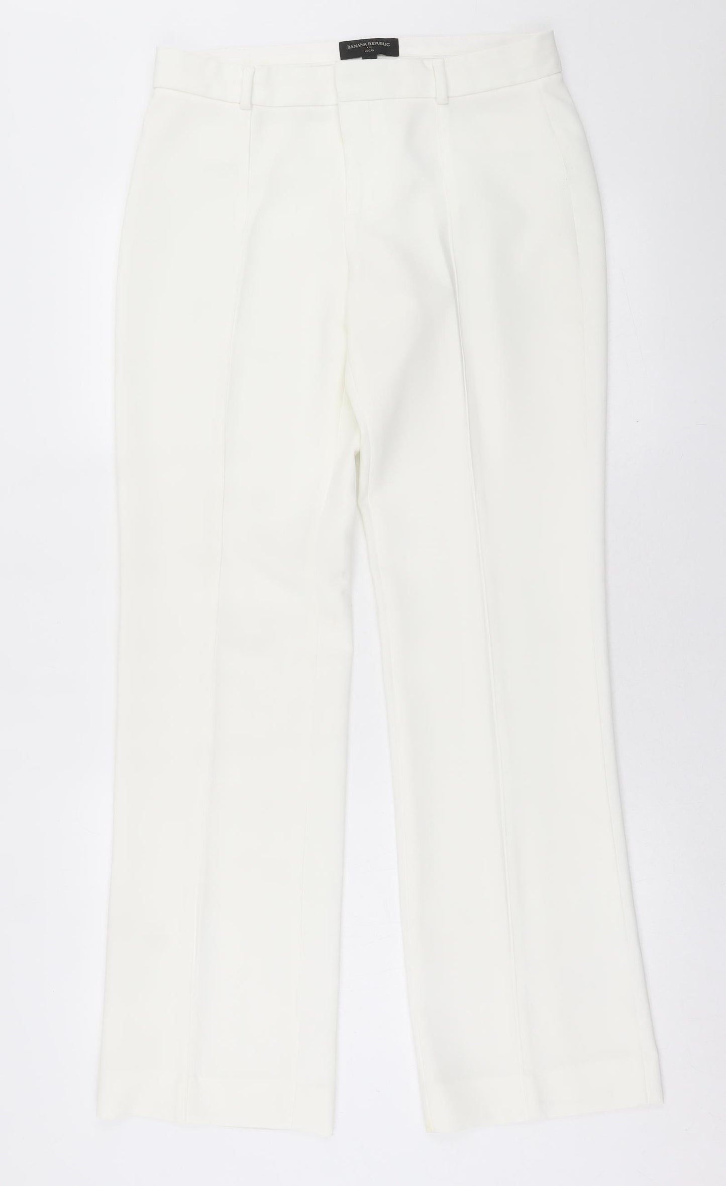 Banana Republic Womens White  Polyester Trousers  Size 6 L32 in Regular Hook & Eye