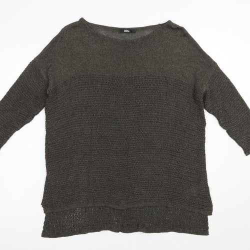 Marks and Spencer Womens Green Boat Neck  Linen Pullover Jumper Size 18