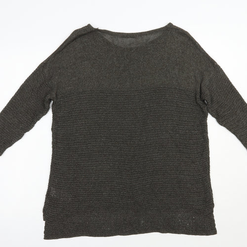 Marks and Spencer Womens Green Boat Neck  Linen Pullover Jumper Size 18