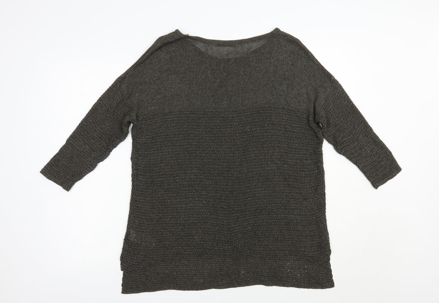 Marks and Spencer Womens Green Boat Neck  Linen Pullover Jumper Size 18