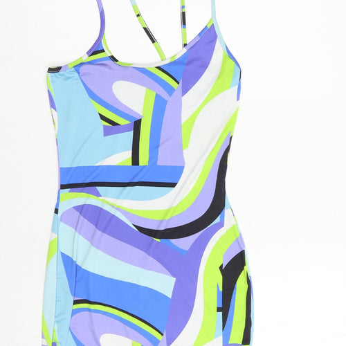 PRETTYLITTLETHING Womens Multicoloured Geometric Polyester Mini  Size 6  Scoop Neck Pullover