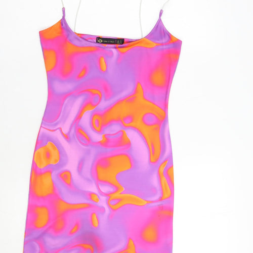 I SAW IT FIRST Womens Purple Geometric Polyester Bodycon  Size 6  Round Neck Pullover