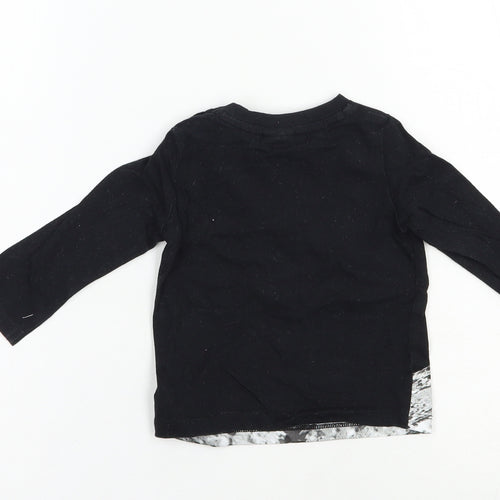 F&F Baby Black  Cotton Pullover T-Shirt Size 6-9 Months Crew Neck Snap - Mickey Mouse