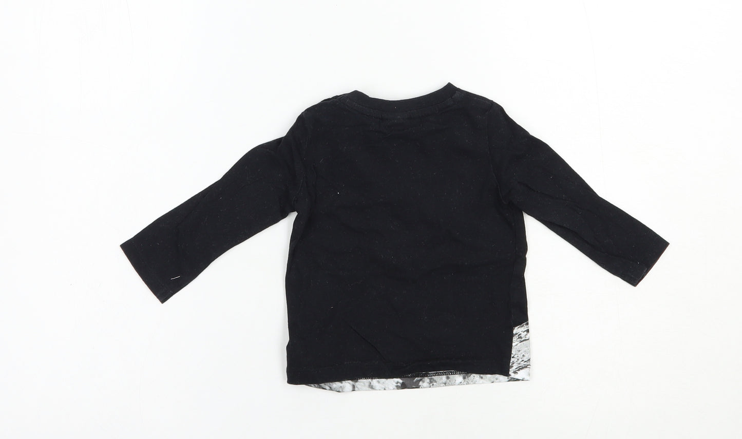 F&F Baby Black  Cotton Pullover T-Shirt Size 6-9 Months Crew Neck Snap - Mickey Mouse