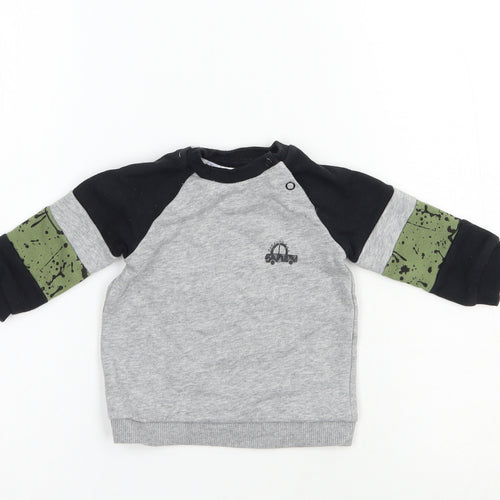 F&F Baby Grey Colourblock Cotton Pullover Jumper Size 3-6 Months  Snap