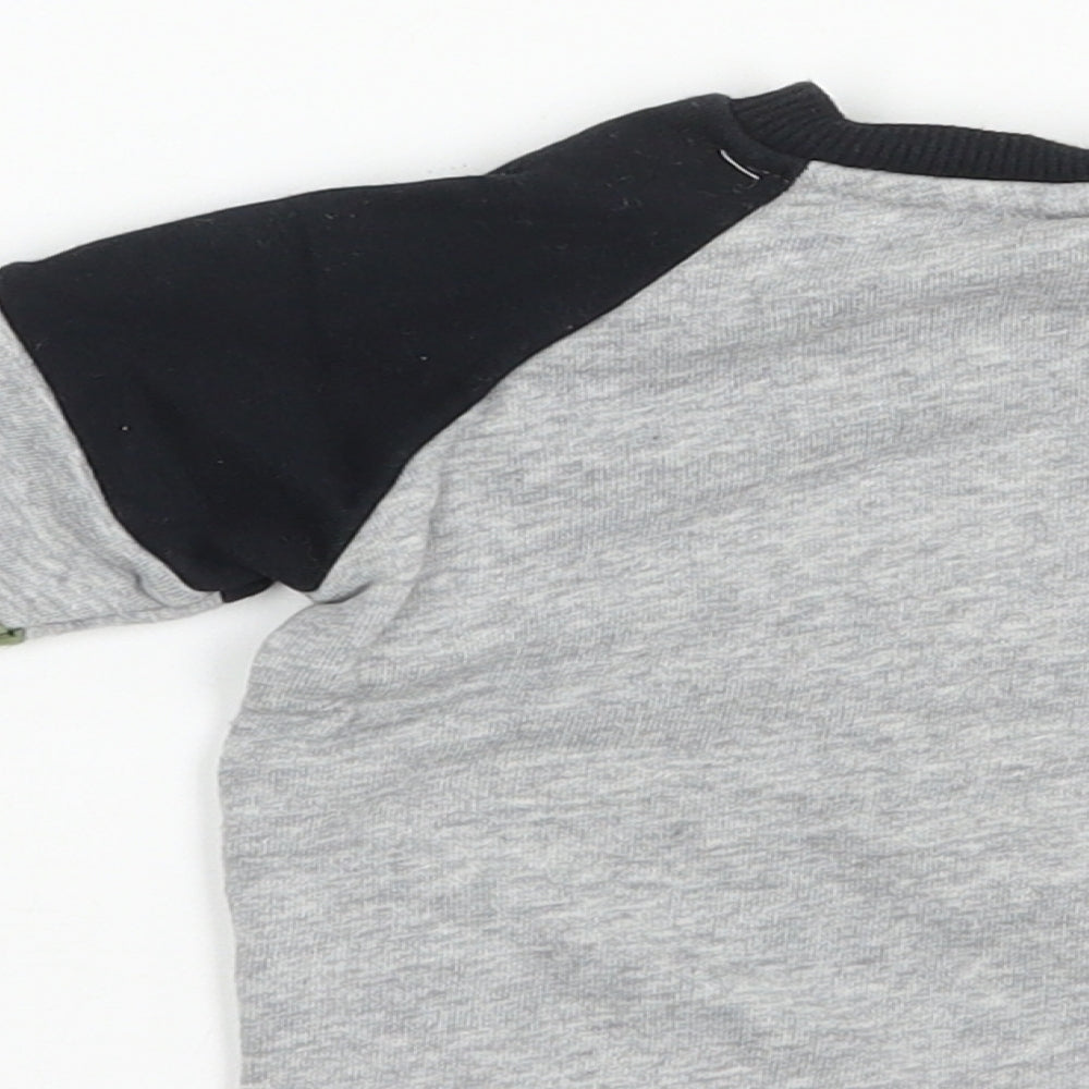 F&F Baby Grey Colourblock Cotton Pullover Jumper Size 3-6 Months  Snap