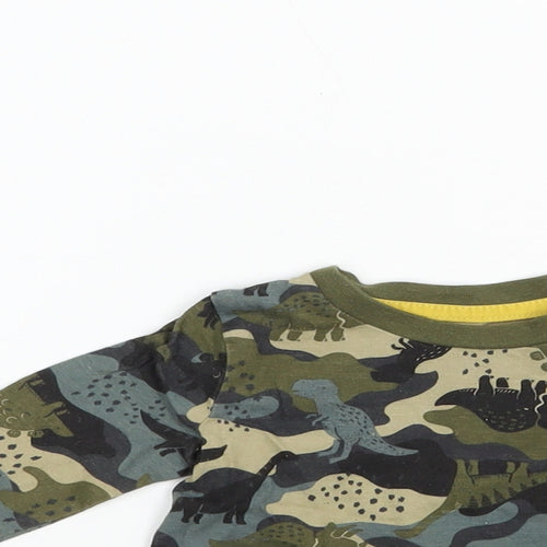 F&F Baby Green Geometric Cotton Pullover T-Shirt Size 3-6 Months Crew Neck Snap - Dinosaur Print