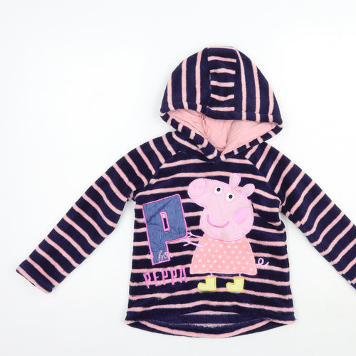 Tesco Girls Blue Striped Polyester Pullover Hoodie Size 4-5 Years  Pullover - Peppa Pig