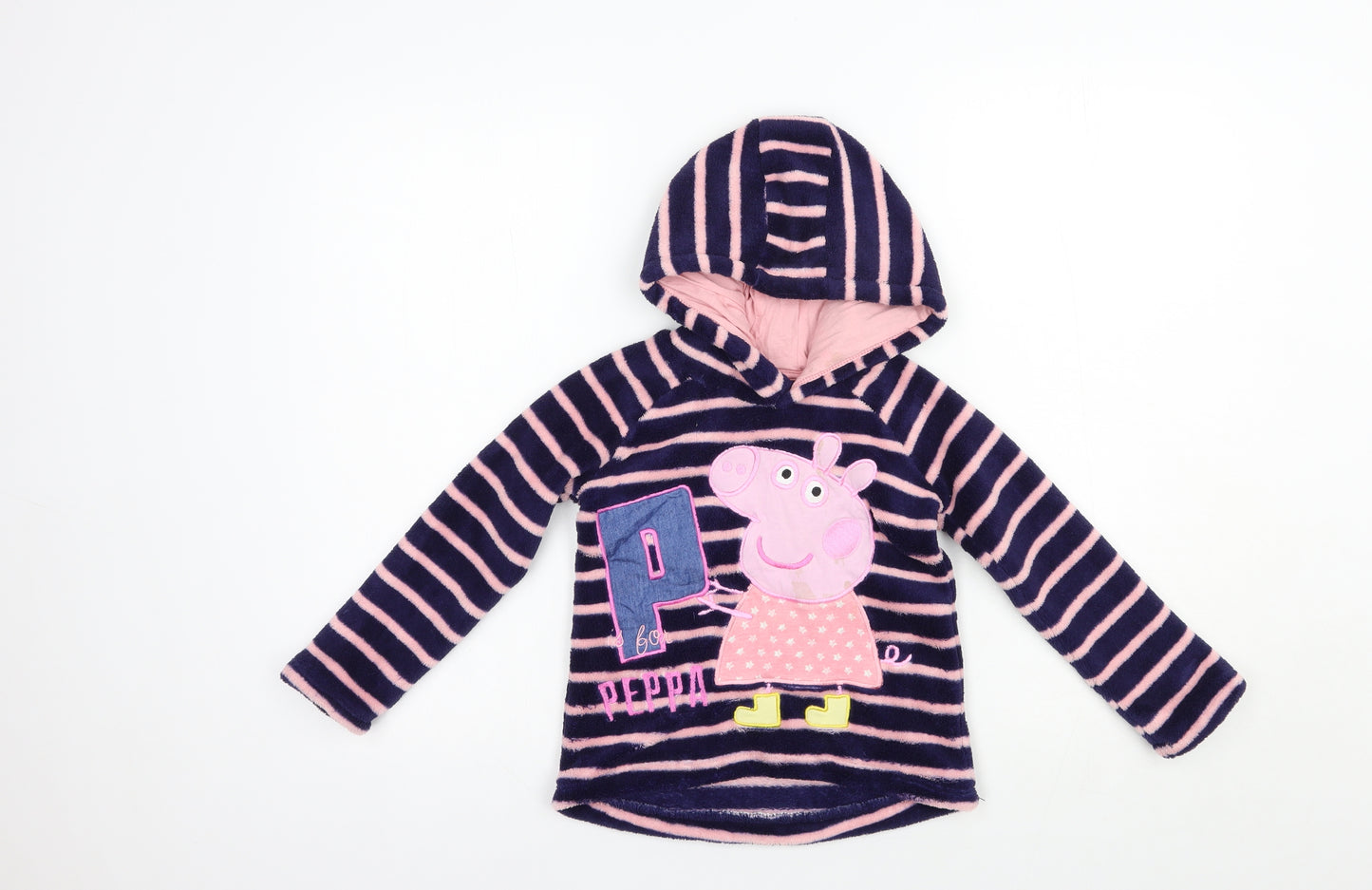 Tesco Girls Blue Striped Polyester Pullover Hoodie Size 4-5 Years  Pullover - Peppa Pig