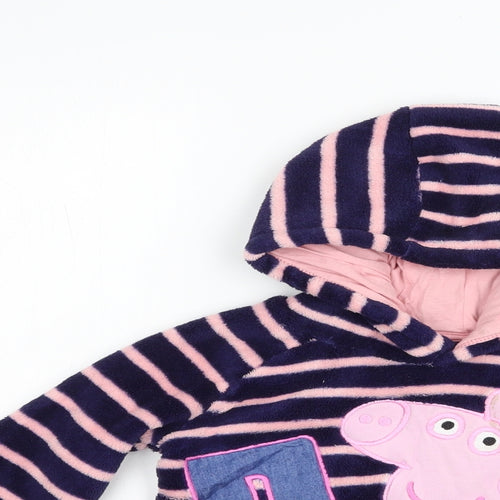 Tesco Girls Blue Striped Polyester Pullover Hoodie Size 4-5 Years  Pullover - Peppa Pig