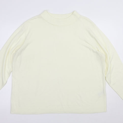 Damart Womens Ivory Mock Neck  Acrylic Pullover Jumper Size 2XL