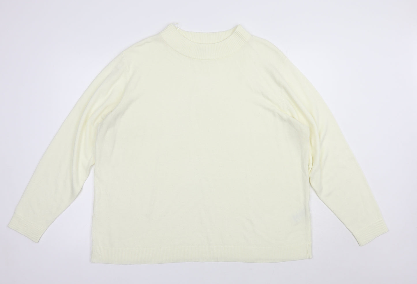 Damart Womens Ivory Mock Neck  Acrylic Pullover Jumper Size 2XL
