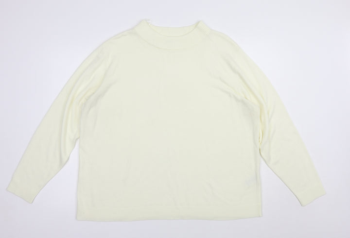 Damart Womens Ivory Mock Neck  Acrylic Pullover Jumper Size 2XL