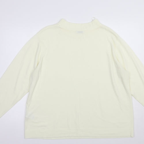 Damart Womens Ivory Mock Neck  Acrylic Pullover Jumper Size 2XL