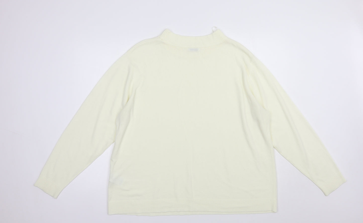 Damart Womens Ivory Mock Neck  Acrylic Pullover Jumper Size 2XL