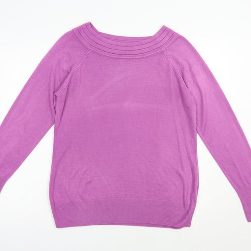 Marks Womens Purple Boat Neck  Acrylic Pullover Jumper Size 16