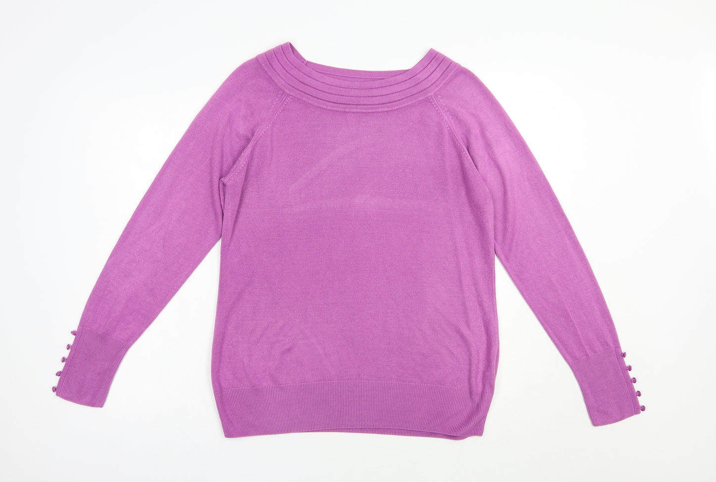Marks Womens Purple Boat Neck  Acrylic Pullover Jumper Size 16
