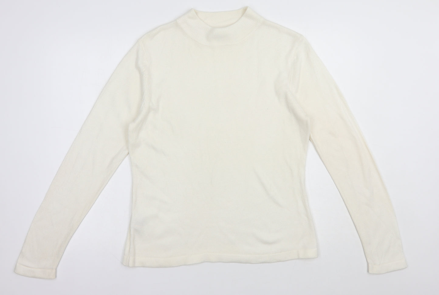 Papaya Womens White Mock Neck  Acrylic Pullover Jumper Size 14