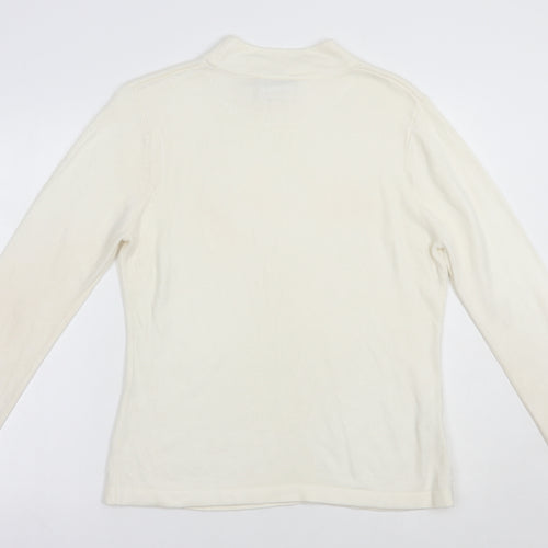 Papaya Womens White Mock Neck  Acrylic Pullover Jumper Size 14