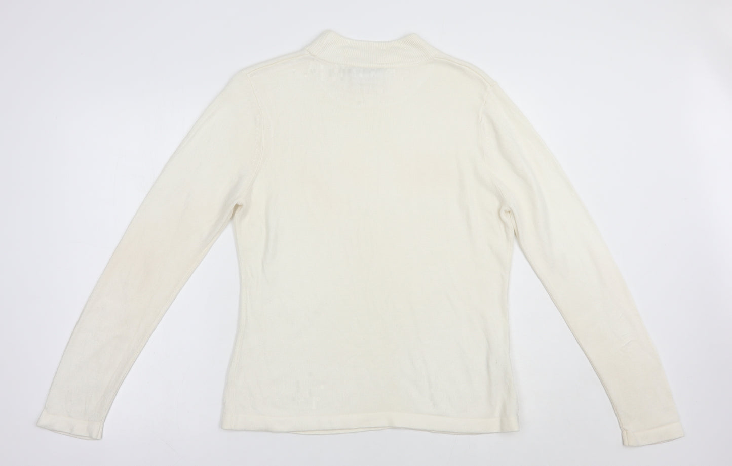 Papaya Womens White Mock Neck  Acrylic Pullover Jumper Size 14